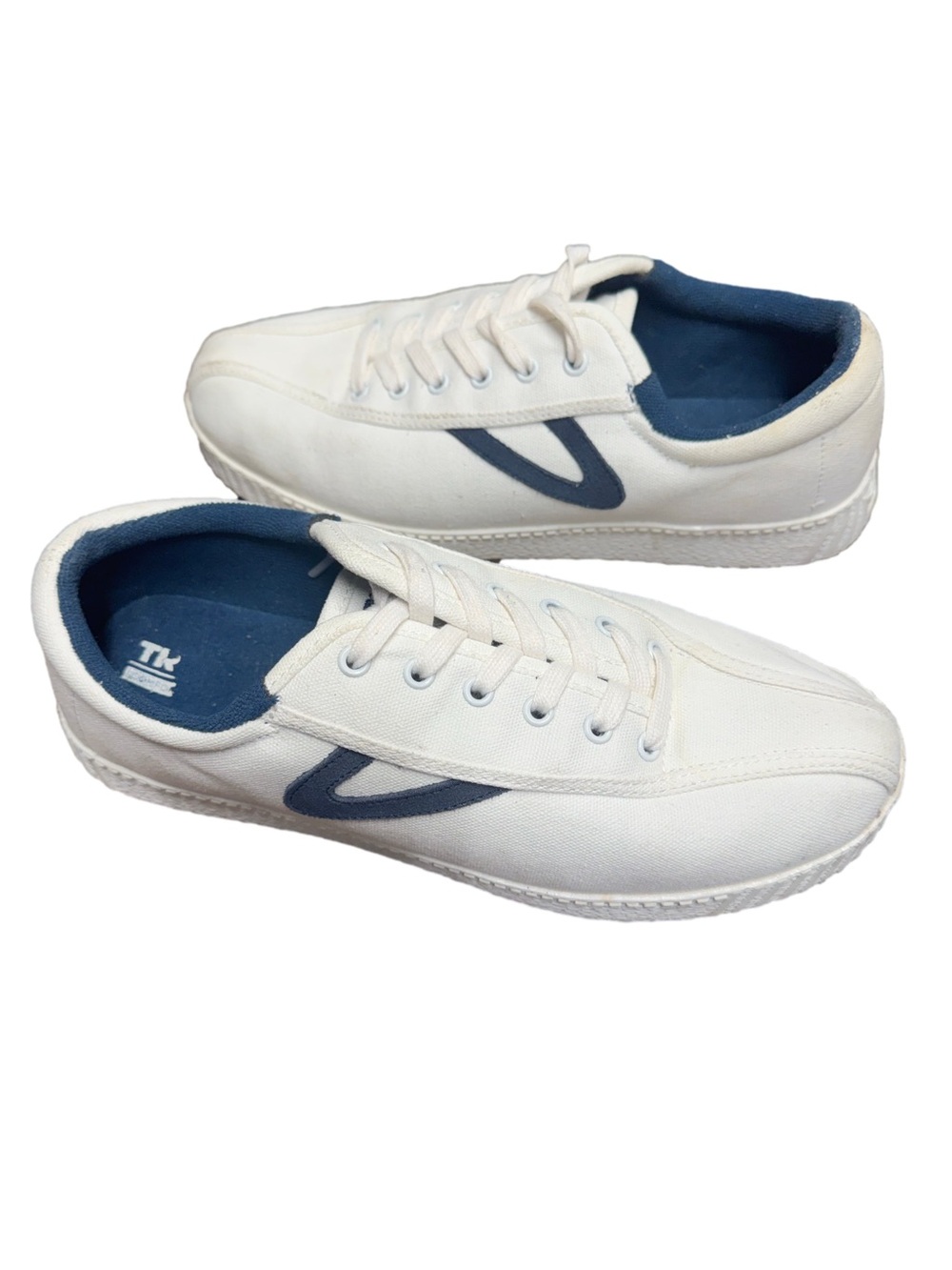 Men's Tretorn White Canvas Sneakers with Navy Accent